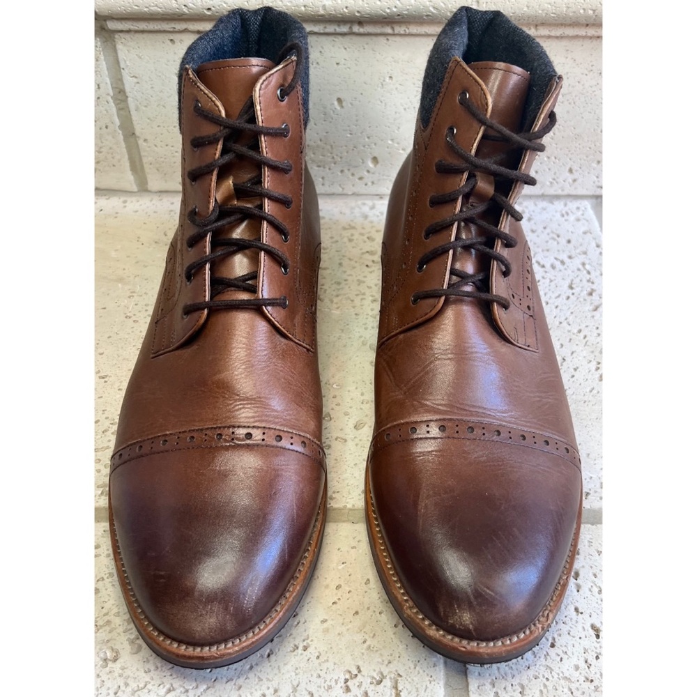 Warfield & Grand Men’s Brown Leather Ankle Boots Lace Up Shoe Size 13